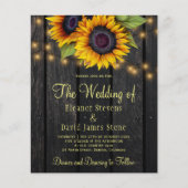 Budget sunflower rustige country bruiloft uitnodig (Voorkant)