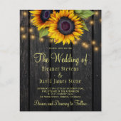 Budget sunflower rustige country bruiloft uitnodig (Voorkant)
