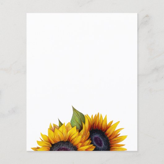Budget sunflower rustige elegant bruiloft uitnodig flyer (Achterkant)