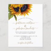 Budget sunflower rustige elegant bruiloft uitnodig flyer (Voorkant)