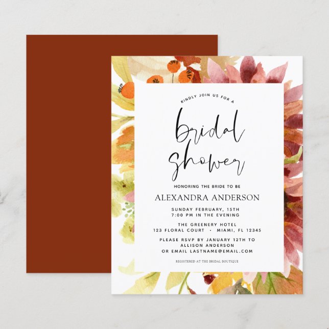 Budget Sunflower Vrijgezellenfeest Burgundy Floral (Voorkant / Achterkant)