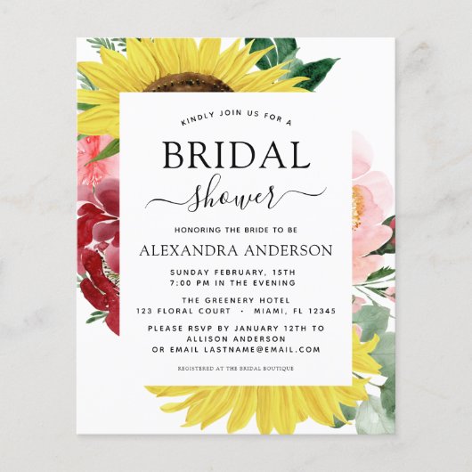 Budget Sunflower Vrijgezellenfeest Spring Floral Flyer (Voorkant)