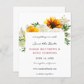Budget Sunflower & W Floral Artsy Save the Date 2 (Voorkant / Achterkant)