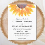 Budget Sunflower Waterverf Wedding Invitation<br><div class="desc">Budget Sunflower Waterverf Wedding Invitation. Zonnebloemen brengen vreugde! Nodig familie en vrienden uit tot uw speciale dag met deze moderne, rustige uitnodiging tot waterverf van zonnebloemen. Eenvoudig en stijlvol in tinten van geel. Omdat we ons eigen kunstwerk creëer, zal je dit exacte afbeelding niet vinden van andere ontwerpers. Oorspronkelijke Waterverf...</div>