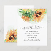 Budget Sunflower Waterverf Wedding Save the Date (Voorkant / Achterkant)