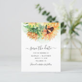 Budget Sunflower Waterverf Wedding Save the Date (Staand voorkant)