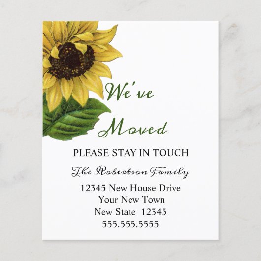 Budget Sunflower We verhuizen | Nieuw Adres (Voorkant)