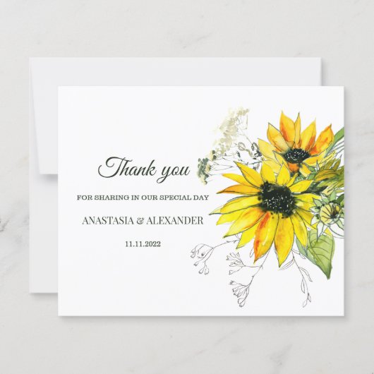 Budget Sunflower Wedding Bedankt. (Voorkant)