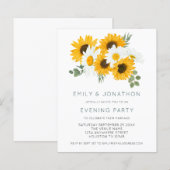 Budget Sunflower Wedding Evening Party Invite (Voorkant / Achterkant)