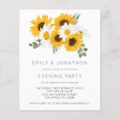 Budget Sunflower Wedding Evening Party Invite (Voorkant)