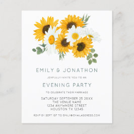Budget Sunflower Wedding Evening Party Invite