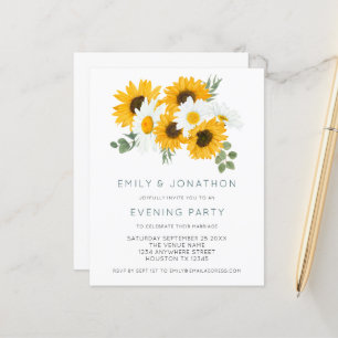 Budget Sunflower Wedding Evening Party Invite