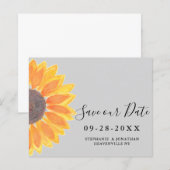 Budget Sunflower Wedding Gray Save Our Date Kaart (Voorkant / Achterkant)