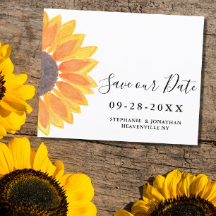 Budget Sunflower Wedding Save Our Date Kaart