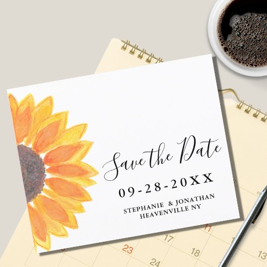 Budget Sunflower Wedding Save the Date Kaart