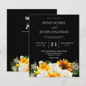 Budget Sunflower & White Floral Black Wedding 2 (Voorkant / Achterkant)