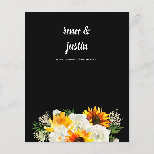 Budget Sunflower & White Floral Black Wedding 2 (Achterkant)