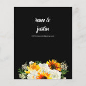 Budget Sunflower & White Rose Black Wedding Flyer (Achterkant)