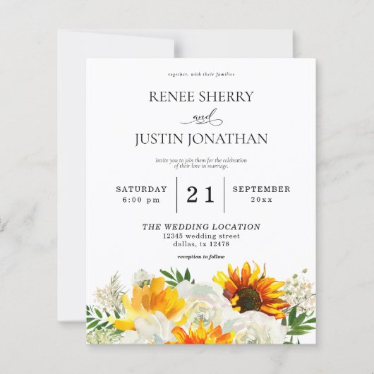 Budget Sunflower & White Rose Floral Wedding 2 (Voorkant)