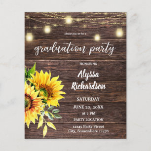 Budget Sunflower, Wood Licht Graduparty Flyer