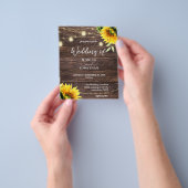 Budget Sunflower Wood, Mason String Lights Wedding Flyer (Hand)