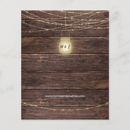 Budget Sunflower Wood, Mason String Lights Wedding Flyer (Achterkant)