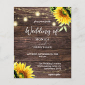 Budget Sunflower Wood, Mason String Lights Wedding Flyer (Voorkant)