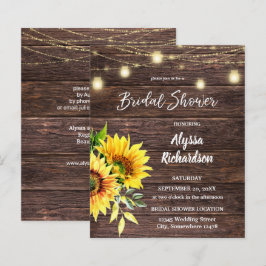 Budget Sunflower, Wood & String Lights Bridal