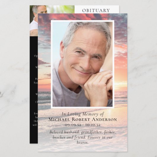 BUDGET Sunset Photo Memorial Service Programme (Voorkant / Achterkant)