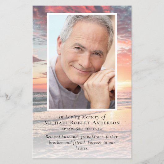 BUDGET Sunset Photo Memorial Service Programme (Voorkant)