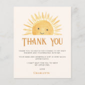 Budget Sunshine Baby shower Dank u kaart (Voorkant)