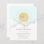 Budget Sunshine Clouds Baby shower Uitnodiging (Voorkant / Achterkant)
