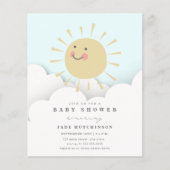 Budget Sunshine Clouds Baby shower Uitnodiging (Voorkant)