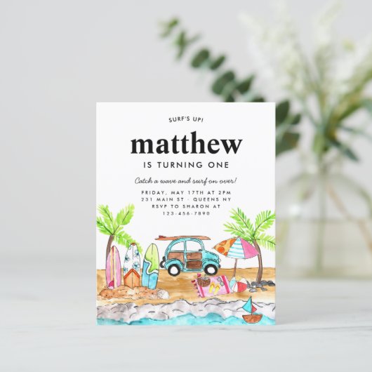 Budget Surf Up Board Beach Wave Surfen Verjaardag (Staand voorkant)