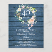 Budget Surprise 40e verjaardag Rustieke Uitnodigin (Voorkant)