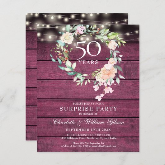 Budget Surprise Feest 50ste Verjaardag Rustiek (Voorkant / Achterkant)