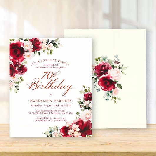 BUDGET SURPRISE PARTY 70th Birthday Pink Red Rose