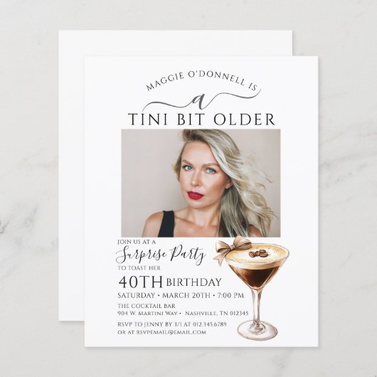 BUDGET SURPRISE PARTY Tini Bit Older Martini 40e (Voorkant / Achterkant)