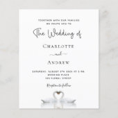 Budget swan-koppel uitnodiging voor witte bruiloft (Voorkant)