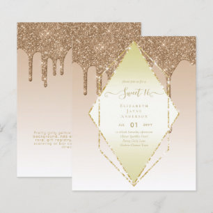 BUDGET SWEET16 Druppelende Glitter Glamour Uitnodi