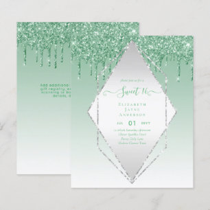 BUDGET SWEET16 Druppelende Glitter Glamour Uitnodi