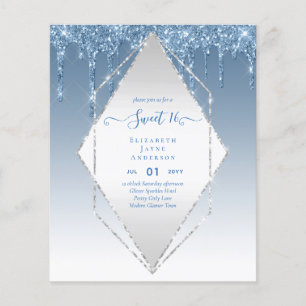 BUDGET SWEET16 Druppelende Glitter Glamour Uitnodi Flyer