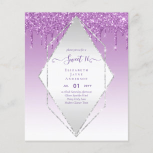 BUDGET SWEET16 Druppelende Glitter Glamour Uitnodi Flyer