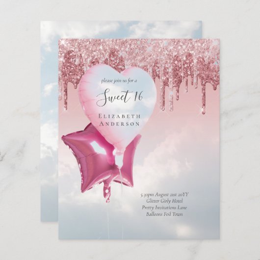 BUDGET Sweet16 Glitter Glamour Meisjesachtige Ball (Voorkant / Achterkant)