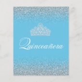 Budget Sweet 15, Light Blue Quinceanera Uitnodigin (Achterkant)