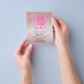 Budget Sweet 15 Roze Glitter Folie Quinceanera Gla Flyer (Hand)