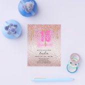 Budget Sweet 15 Roze Glitter Folie Quinceanera Gla Flyer