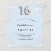Budget Sweet 16 babyblauwe zilver glitter (Voorkant)