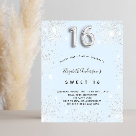 Budget Sweet 16 babyblauwe zilver glitter
