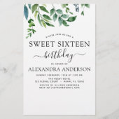 Budget Sweet 16 Birthday Botanical Greenery (Voorkant)